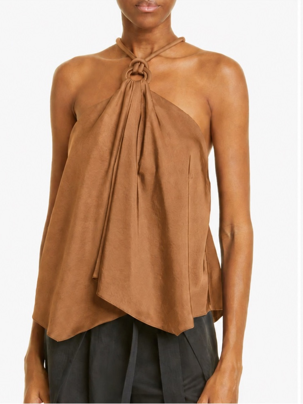 A.L.C. Women’s Size 0 Brown Satin Calypso Halter Asymmetrical Hem Tank Top